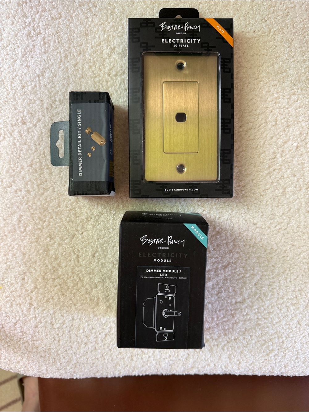 BUSTER + PUNCH *New* 1G Dimmer Switch Bundle | Brass Knurled Cross Knob